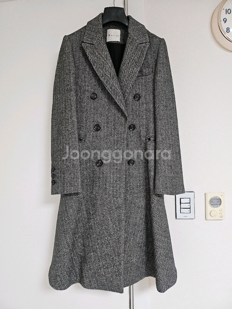 잇미샤 헤링본 더블 롱코트55사이즈--0