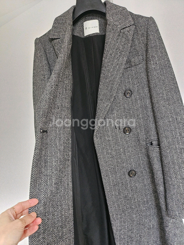잇미샤 헤링본 더블 롱코트55사이즈--1