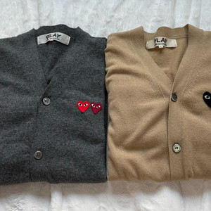 꼼데가르송 플레이 하트 가디건 차콜,베이지/XL,L