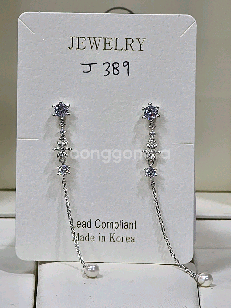 큐빅셋팅 925은침 드롭귀걸이--0