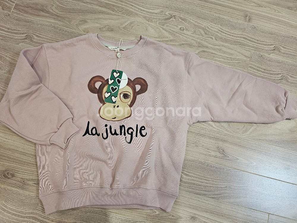 리미떼두두 핑크 원숭이 맨투맨 120사이즈--2