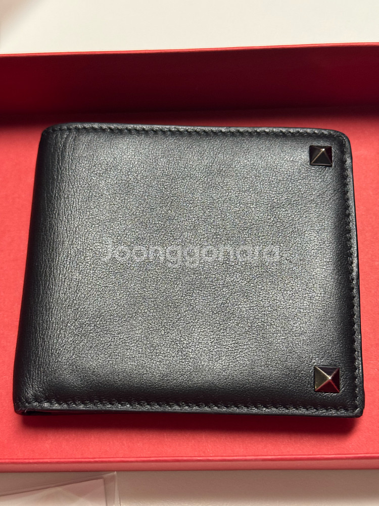 발렌티노 락스터드 남성 반지갑 블랙 풀세트--1