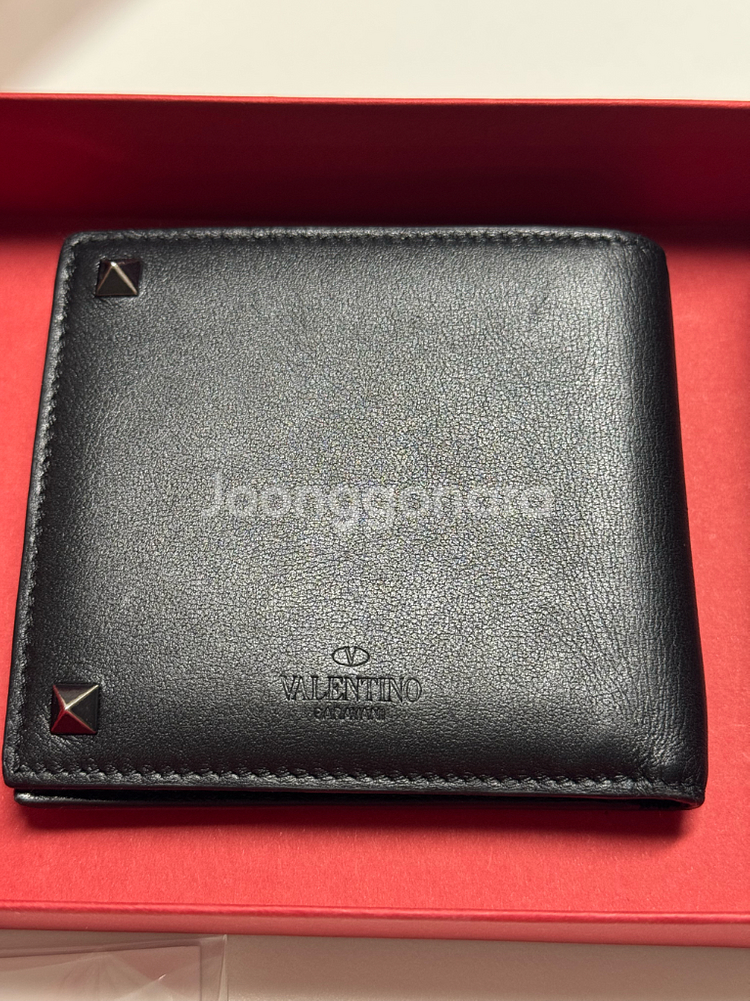 발렌티노 락스터드 남성 반지갑 블랙 풀세트--2