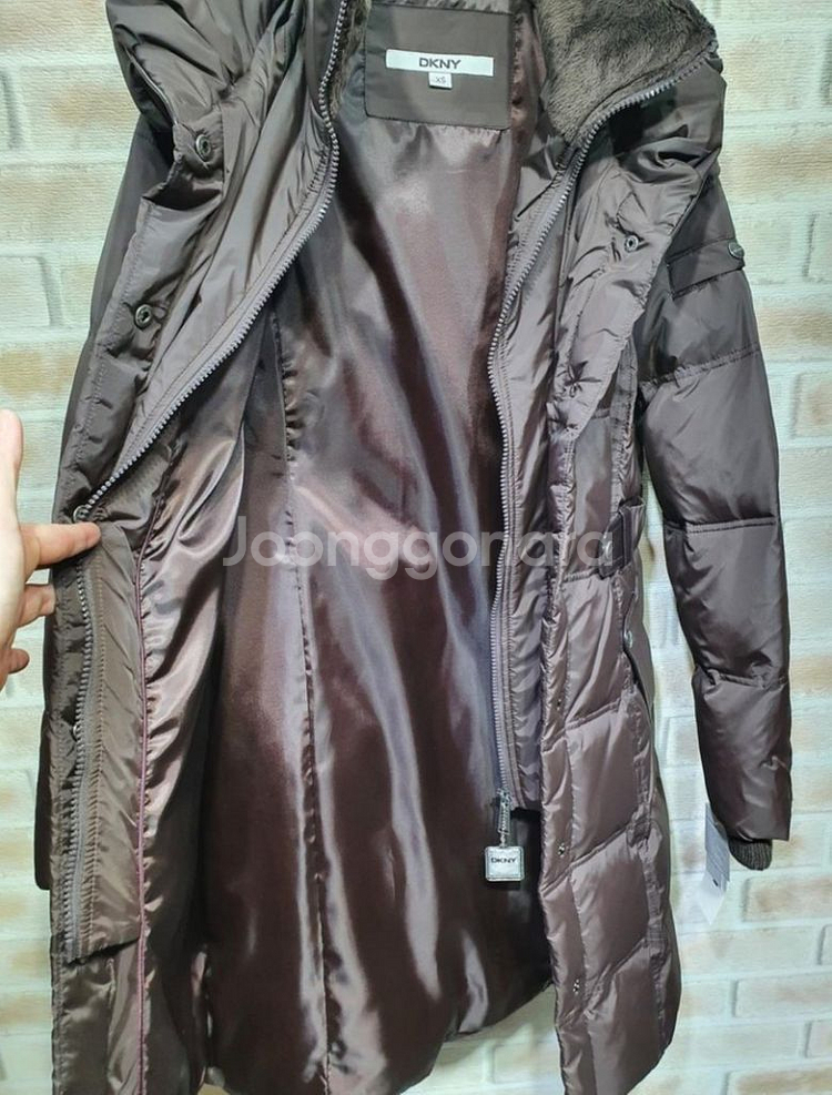 택부착 새상품 DKNY 벨티드 덕다운 롱패딩 ~55--4