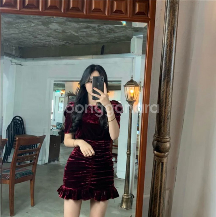 벨벳 셔링 미니 원피스--2