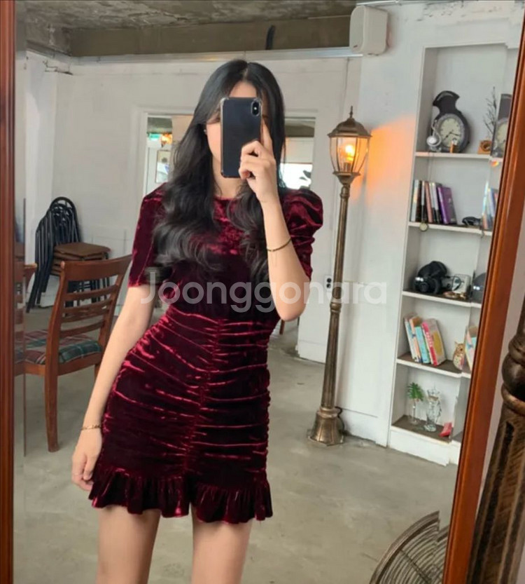 벨벳 셔링 미니 원피스--3