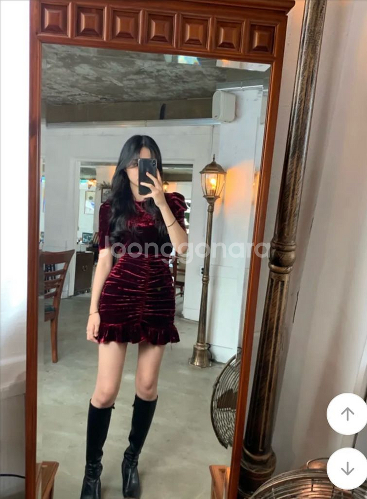 벨벳 셔링 미니 원피스--6