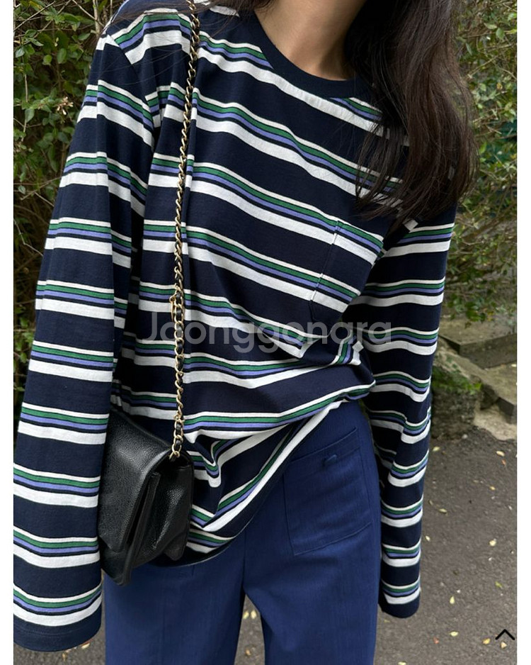 라밤바룸 스트라이프 롱슬리브 티셔츠(네이비)1-새상품--3
