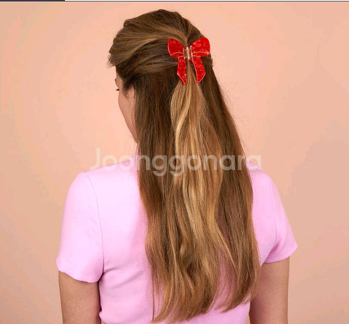 쿠쿠수제뜨 리본 + 하트 집게핀(레드)--3