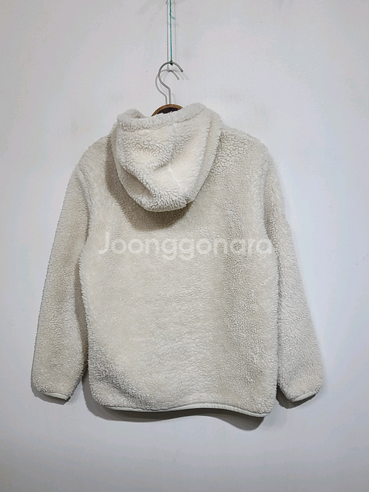 (100) 디스커버리 플리스 후드점퍼 아이보리 뽀글이 후리스 자켓--6