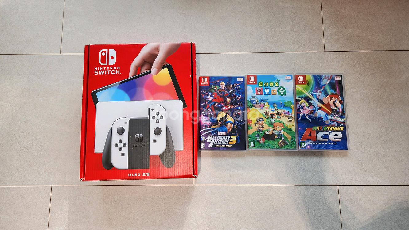닌텐도 스위치 OLED, 동물의숲,마리오테니스,마블 일괄--0