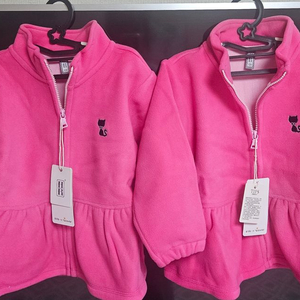 쌍둥이옷정리. 기모 핫핑크 점퍼