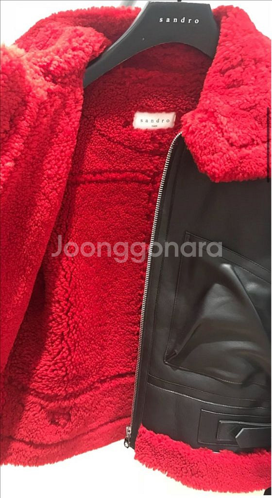 산드로 양털 레더 무스탕 자켓 (55-66)--2