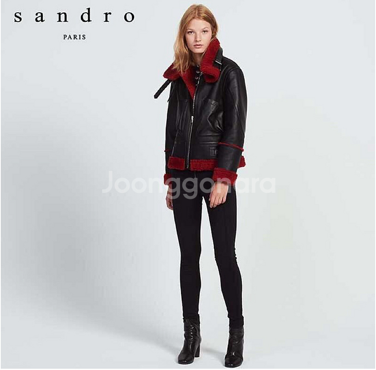 산드로 양털 레더 무스탕 자켓 (55-66)--5