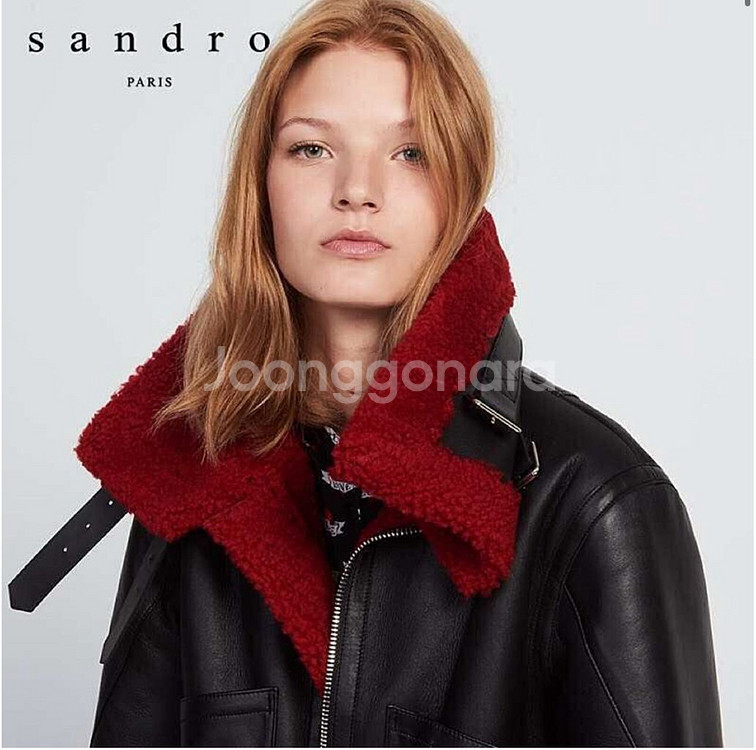 산드로 양털 레더 무스탕 자켓 (55-66)--3