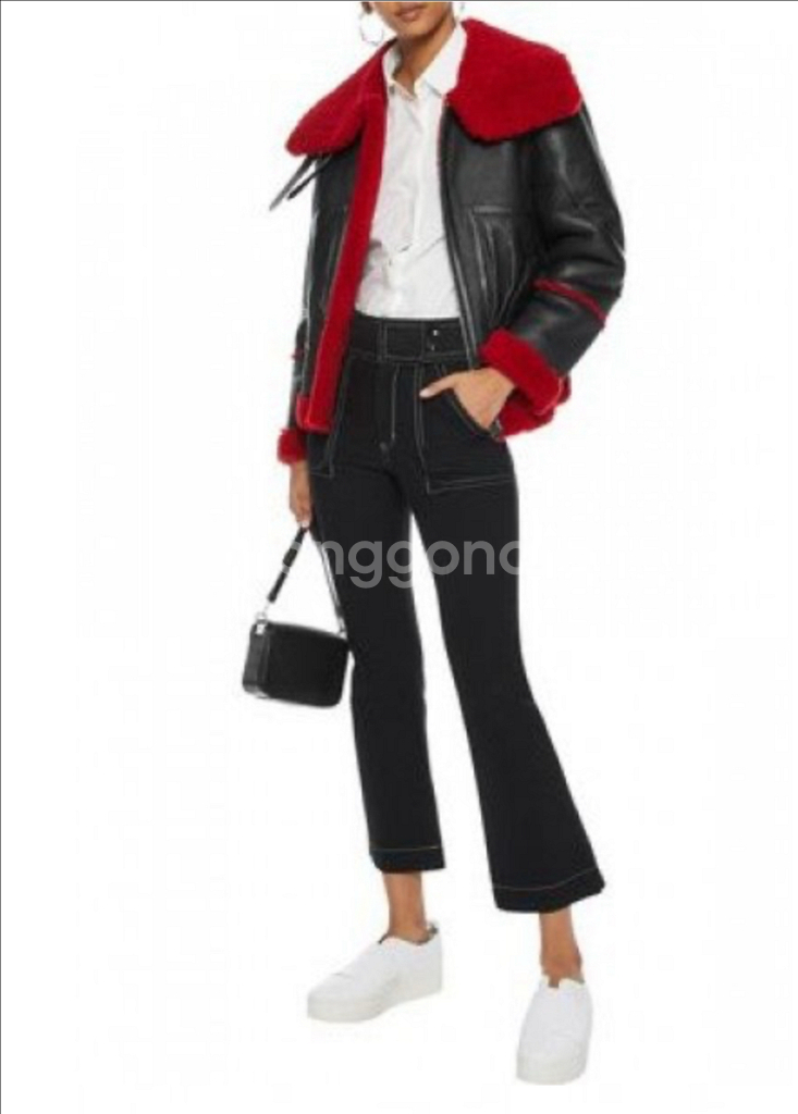 산드로 양털 레더 무스탕 자켓 (55-66)--1