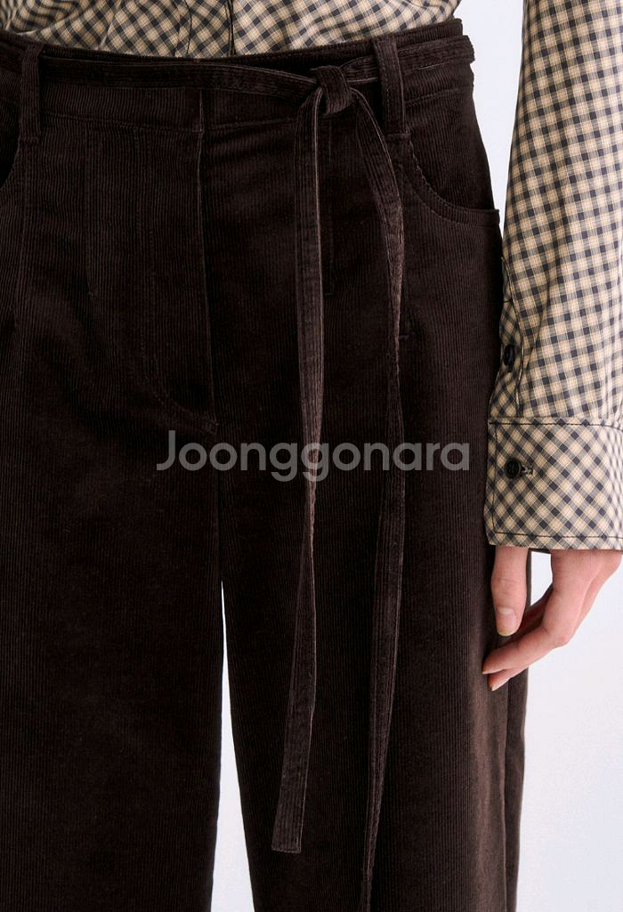(미착용 새제품!)타임 벨티드 와이드 코듀로이 팬츠--12