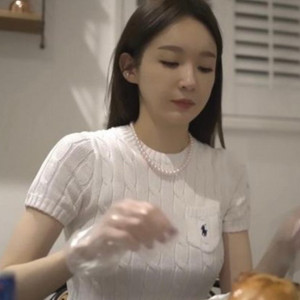 폴로 랄프로렌 케이블 니트 (강민경 착용) 숏슬리브 스