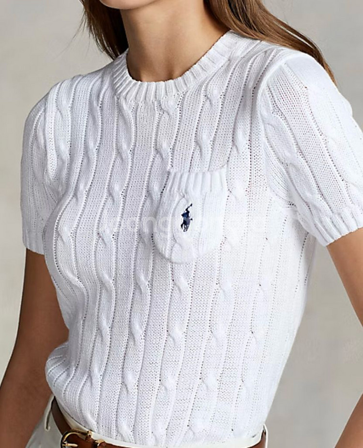 폴로 랄프로렌 케이블 니트 (강민경 착용) 숏슬리브 스--5