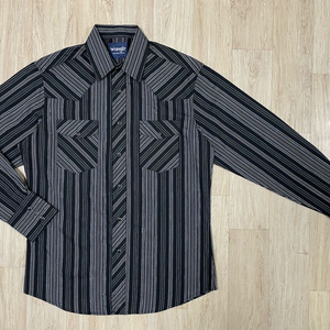 100) 90s 랭글러 블랙 스트라이프 웨스턴셔츠(데드스탁)RRL&폴로