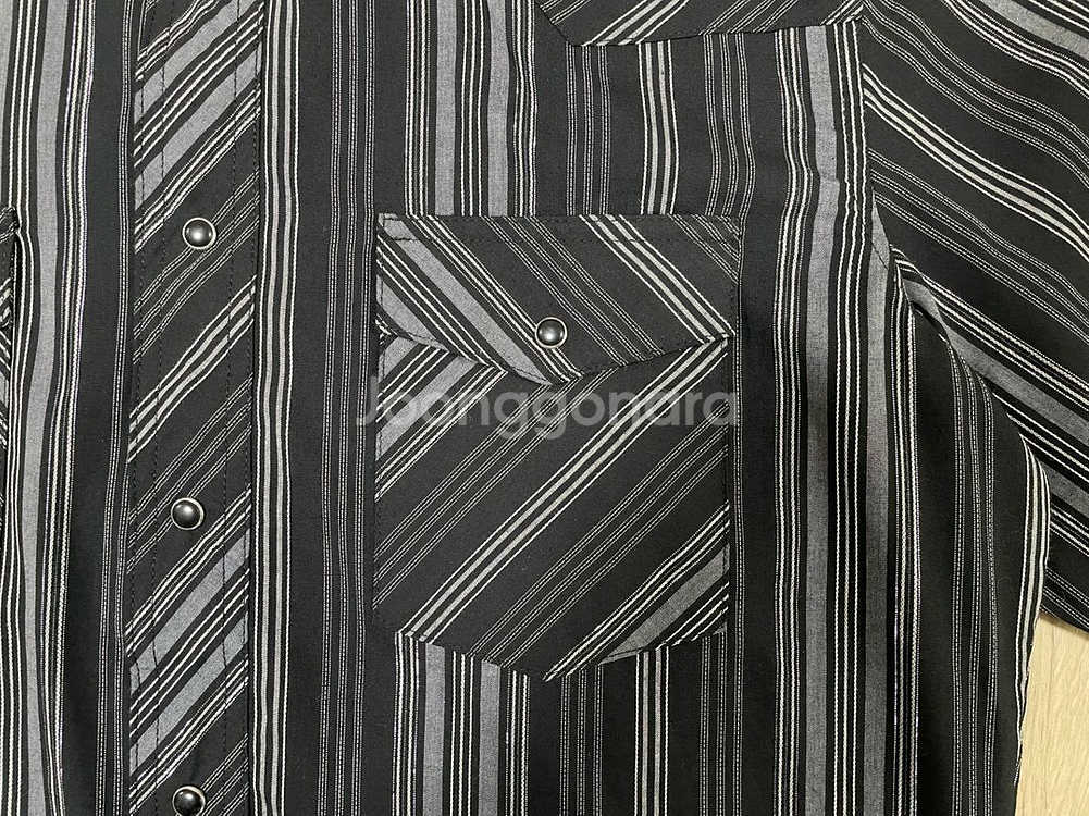 100) 90s 랭글러 블랙 스트라이프 웨스턴셔츠(데드스탁)RRL&폴로--4