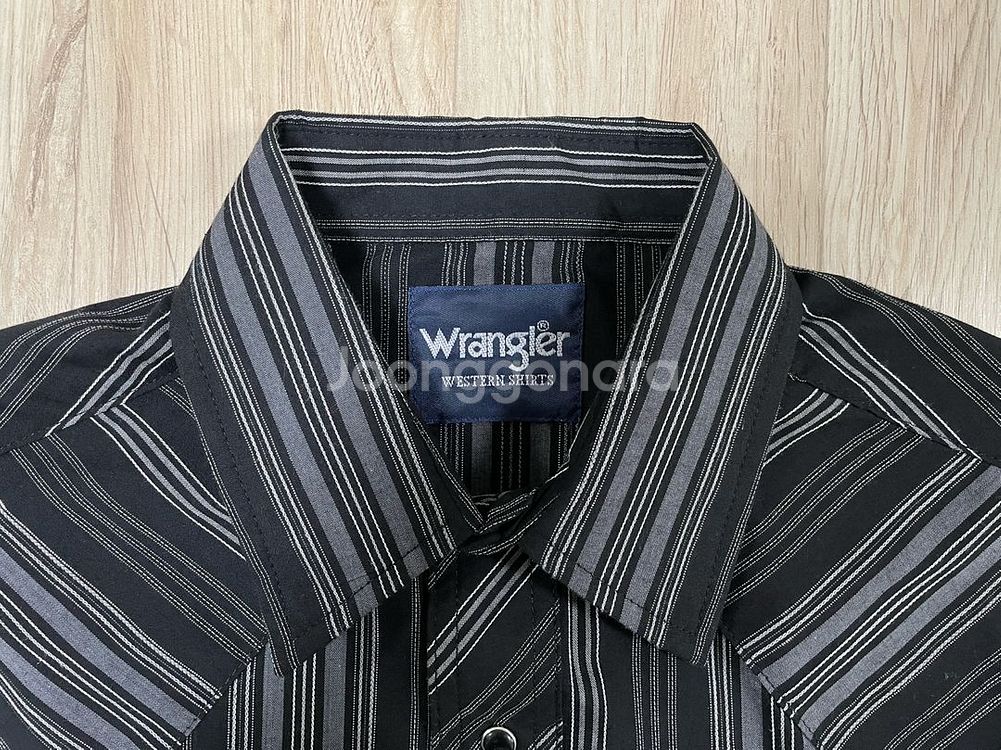 100) 90s 랭글러 블랙 스트라이프 웨스턴셔츠(데드스탁)RRL&폴로--2