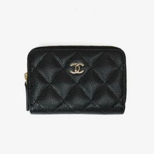 새상품)샤넬 클래식 캐비어 지퍼돌이 카드지갑 금장 은장