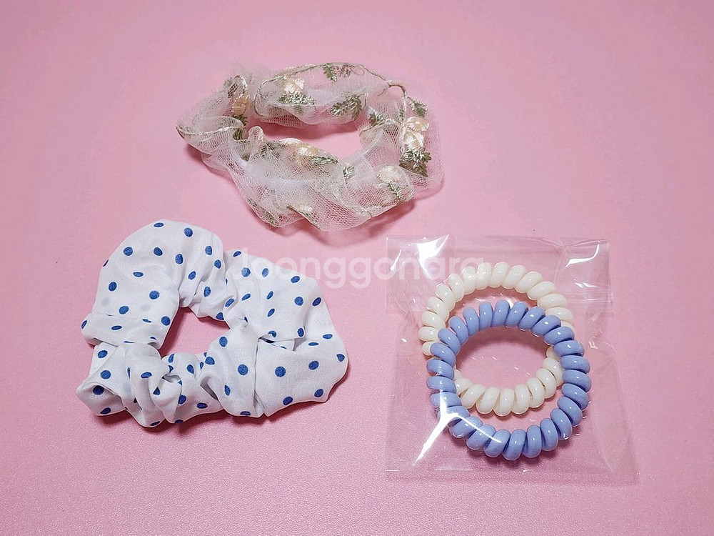 (새상품) 헤어 곱창 머리끈 4개 일괄--0