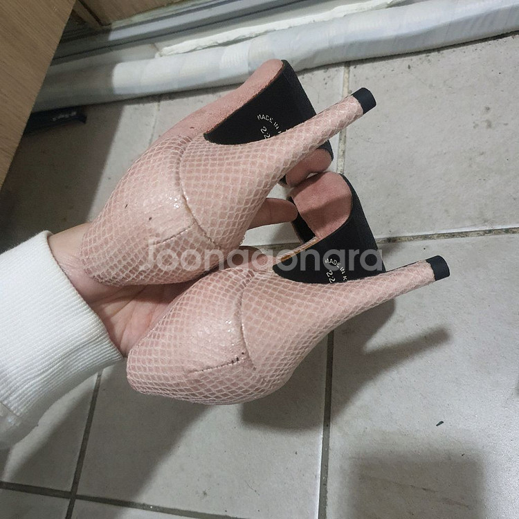 핑크 스웨이드 힐 225 가죽 펌프스 스틸레토 하이힐--2