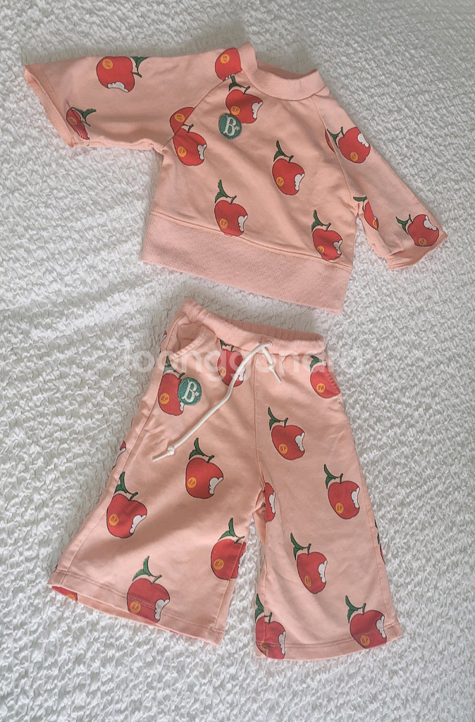 딸기 패턴 아동 상하복 세트--0