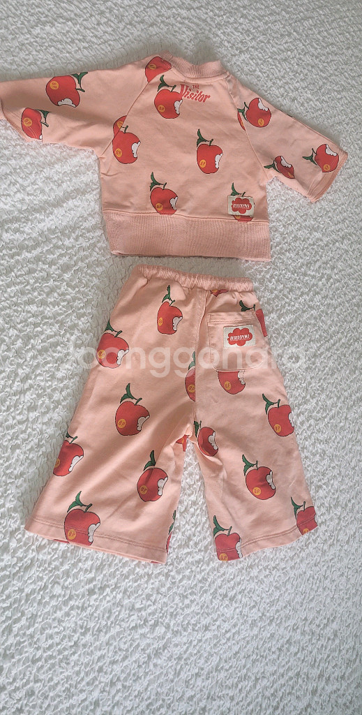 딸기 패턴 아동 상하복 세트--1