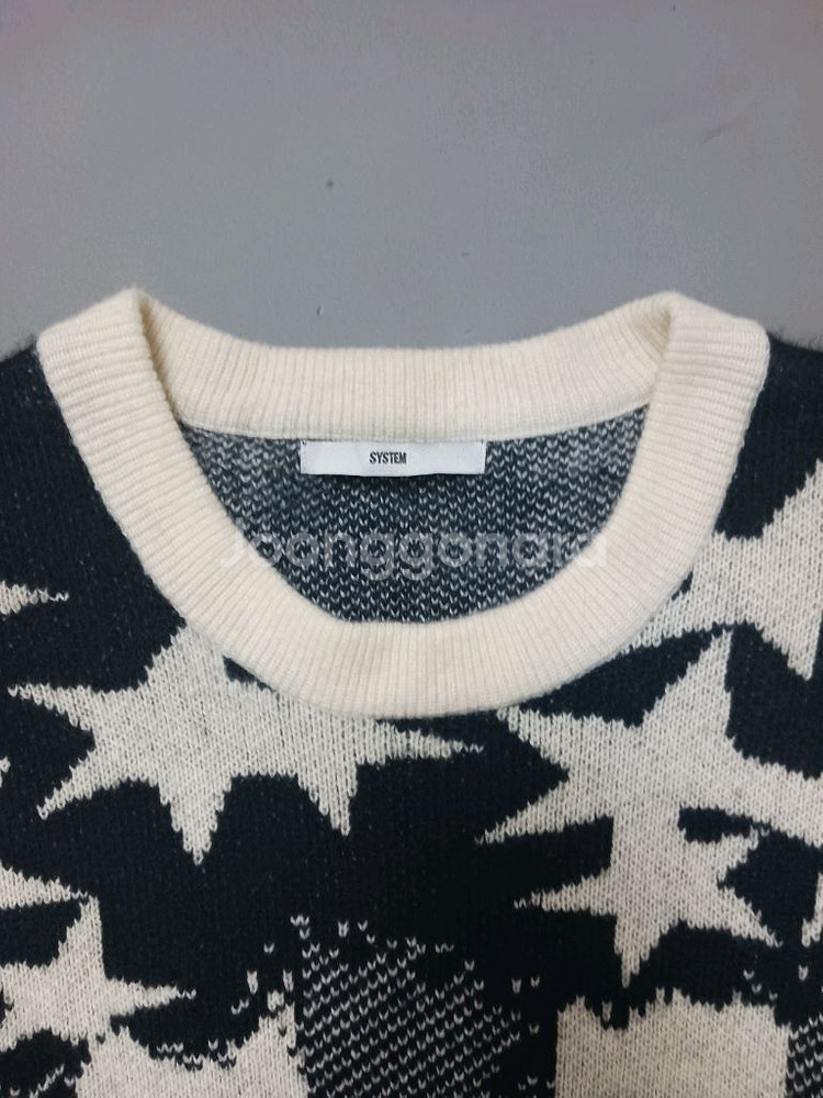 [100] 시스템옴므 별자수 체크 플레이드 니트--1