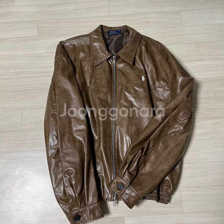 폴로 랄프로렌 브라운 레더 자켓 L(105)--0