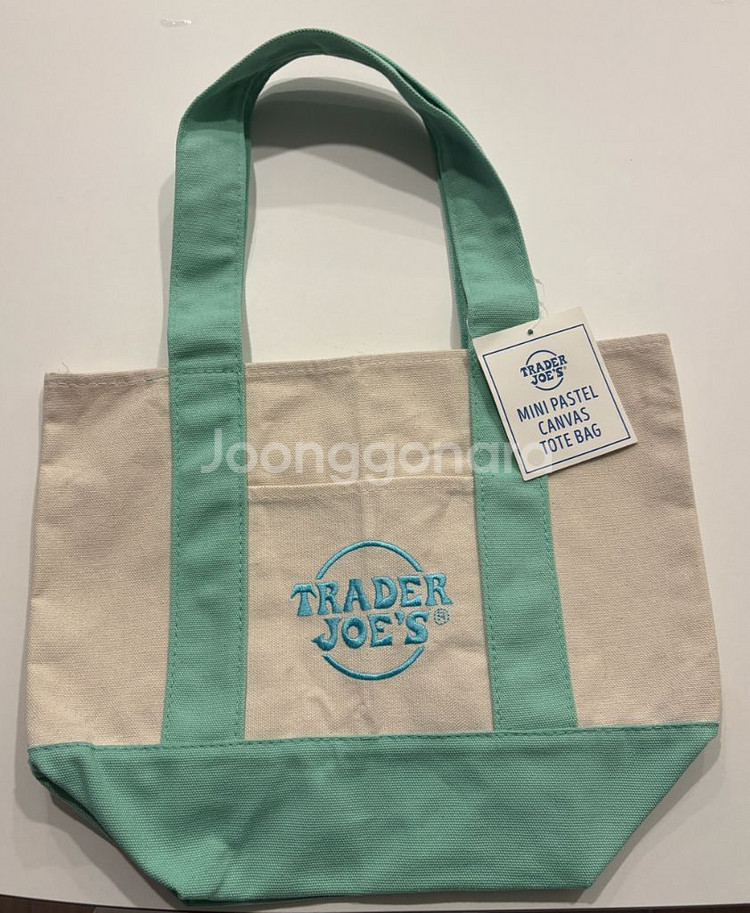 트레이더조 에코백 민트 새제품 정품--2