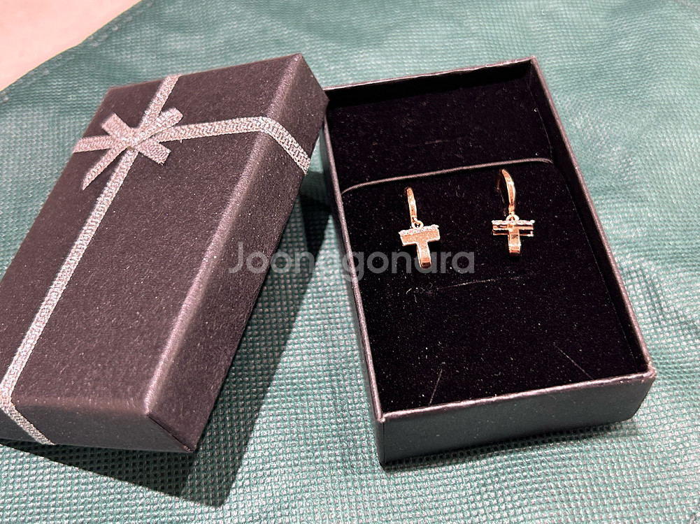 14k 골드 T 원터치 귀걸이--0