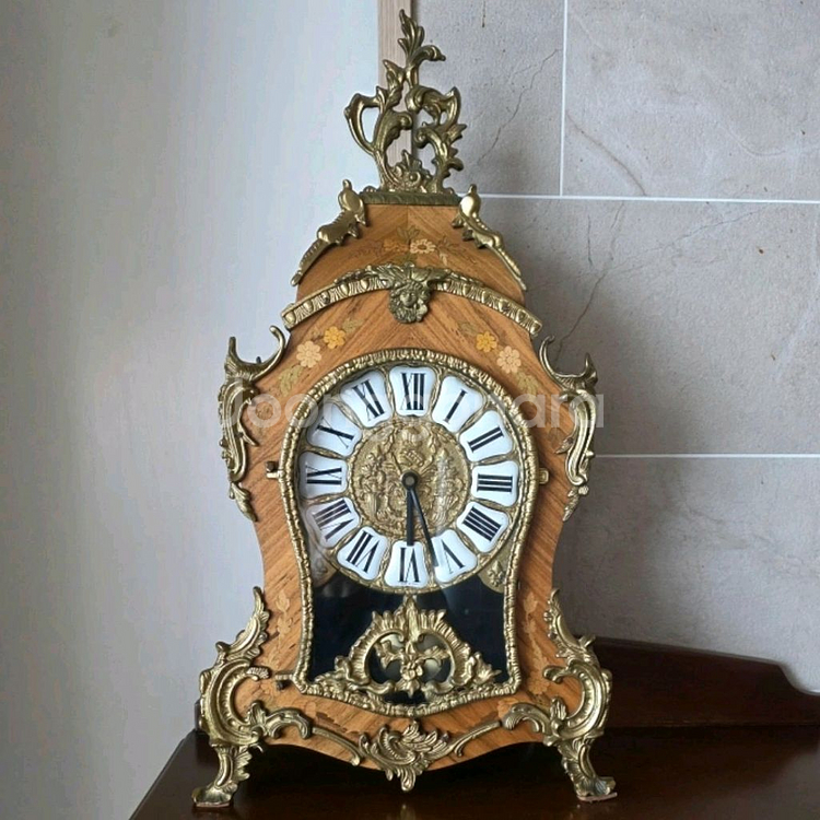 # 엔틱 이태리 원목 엔틱시계 장식품 소품 탁상시계--0