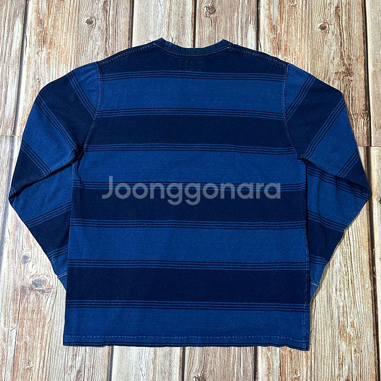 빔즈플러스 스트라이프 L/S 티셔츠 인디고 색상 L사이즈--1