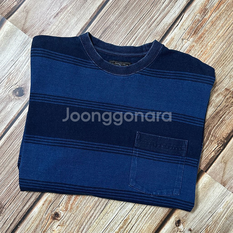 빔즈플러스 스트라이프 L/S 티셔츠 인디고 색상 L사이즈--4