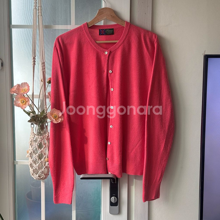 [빈티지] 스코틀랜드 퓨어 캐시미어100 코랄 가디건 -옷장정리--2
