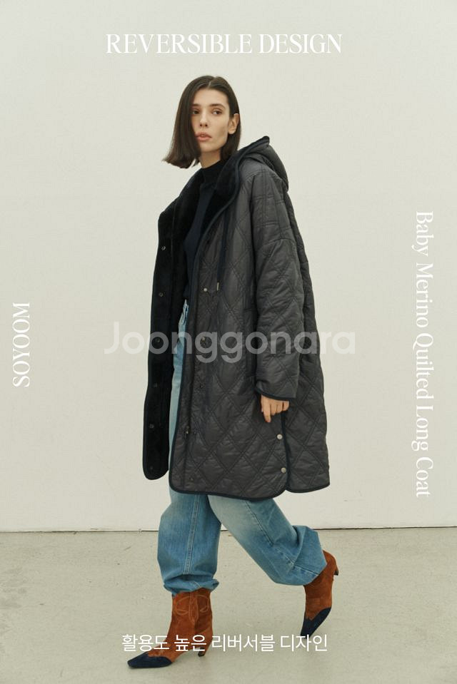 소윰 리버시블 무스탕 네이비36--5