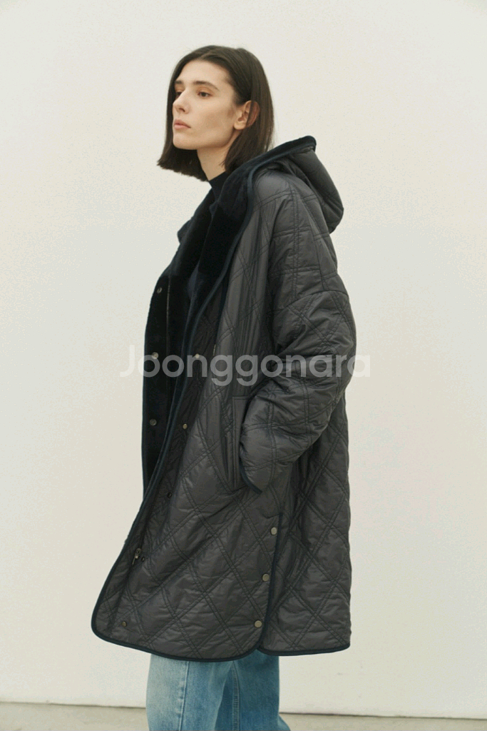 소윰 리버시블 무스탕 네이비36--6