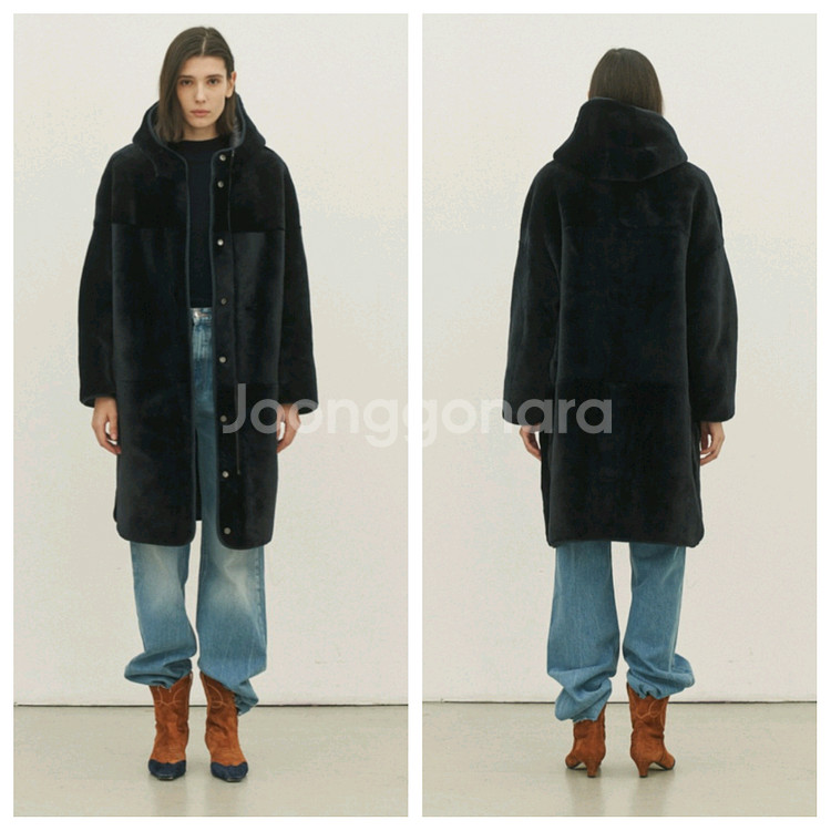 소윰 리버시블 무스탕 네이비36--4