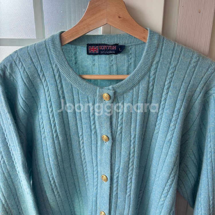 [빈티지] Scottish 스코틀랜드 캐시미어 100 케이블 가디건--0