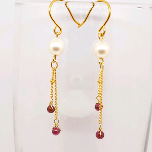 진주&가넷 원석 귀걸이