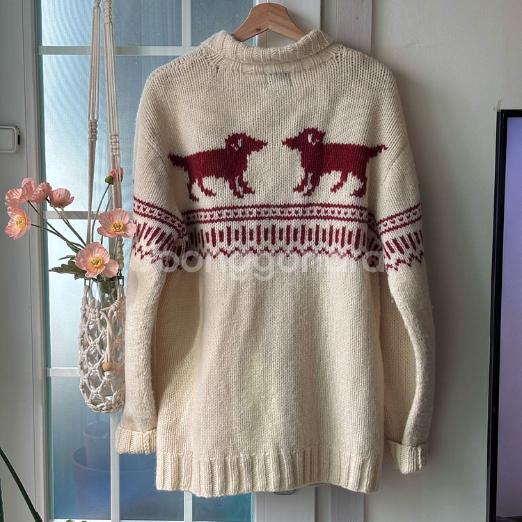 [빈티지] DOG DEPT 강아지 니트 코위찬 집업--1