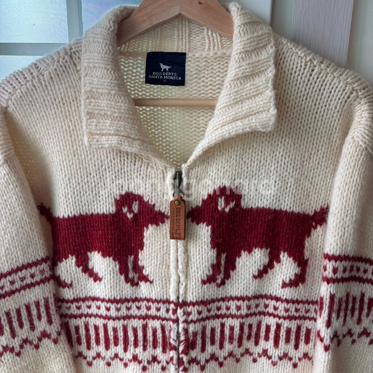 [빈티지] DOG DEPT 강아지 니트 코위찬 집업--0