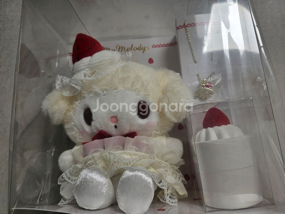 산리오 마이멜로디 딸기 쇼트케이크 누이 인형 세트 판매--1
