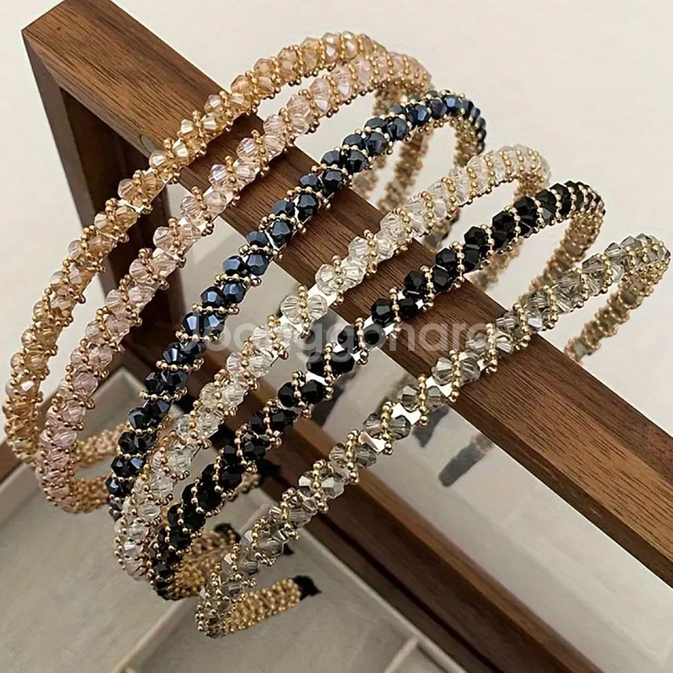 보석 큐빅 비즈 반짝이 머리띠 6color--0