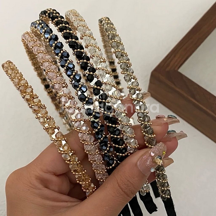 보석 큐빅 비즈 반짝이 머리띠 6color--1