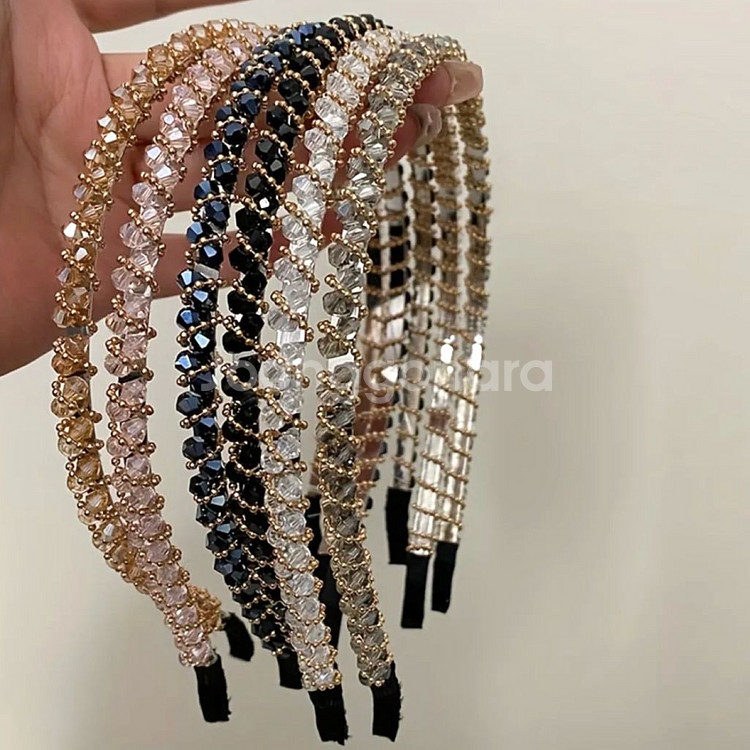 보석 큐빅 비즈 반짝이 머리띠 6color--2